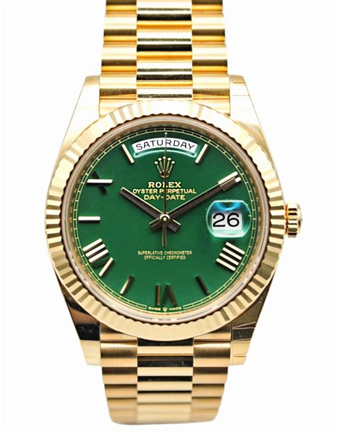 rolex day date green dial 2022|Rolex Day-Date 40mm.